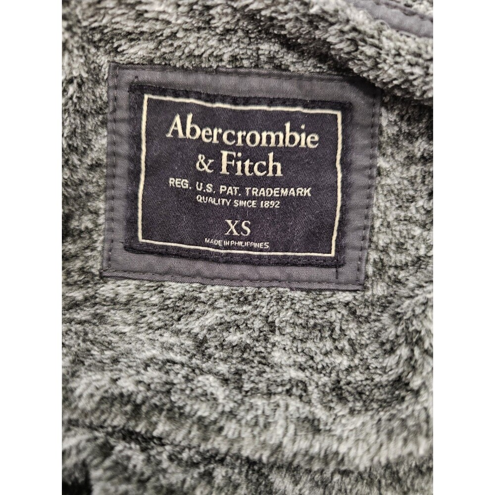 Abercrombie & Fitch Fleece Quilted Gray Pullover Jacket Coat Snap Mock Neck XS - Picture 2 of 6